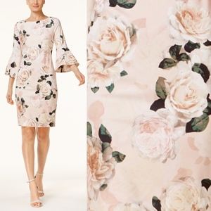 Calvin Klein Floral Bell Sleeve Sheath 